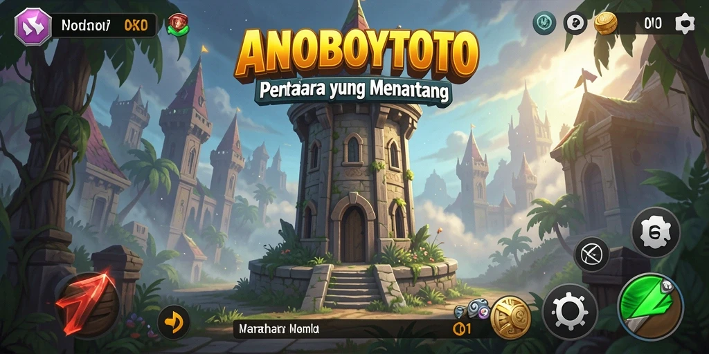 Screenshot ANOBOYTOTO menampilkan aksi pertahanan menara yang seru.