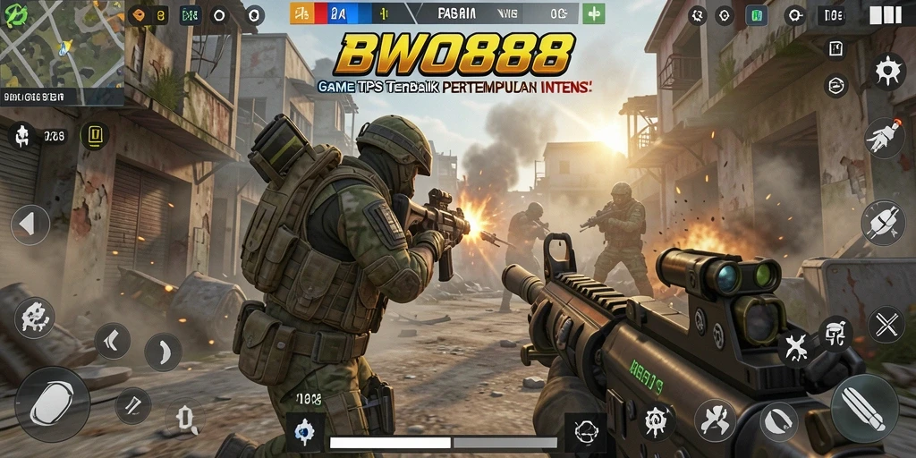 Gameplay seru BWO888 dalam mode pertempuran TPS yang intens.