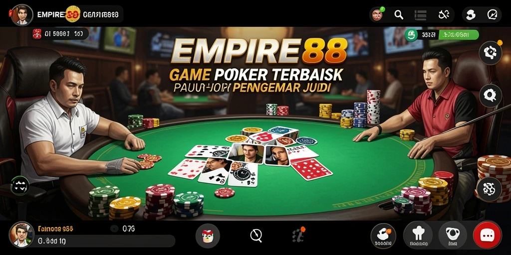 Tampilan gameplay seru dan menegangkan dalam permainan Poker EMPIRE88.