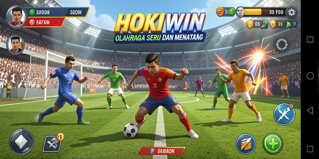 Tampilan gameplay HOKIWIN yang menampilkan aksi seru olahraga.
