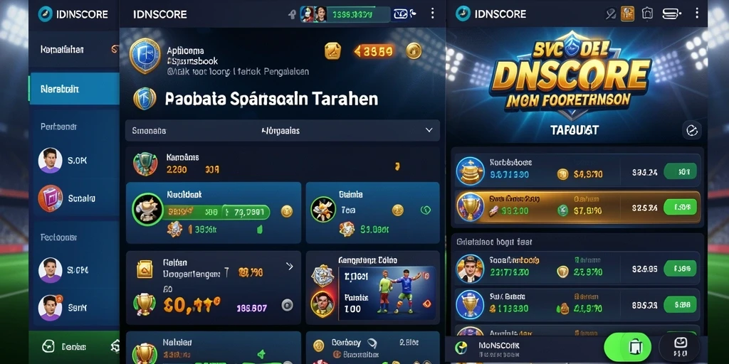 Tampilan aplikasi IDNSCORE yang menarik untuk taruhan olahraga.