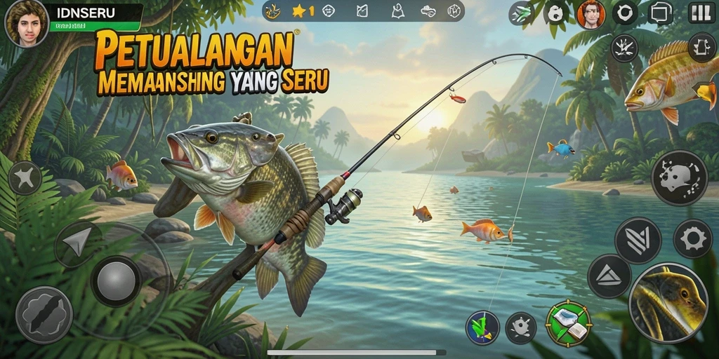 Tampilan exciting gameplay memancing di IDNSERU.
