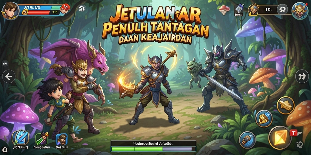 Screenshot JTBLUE menampilkan karakter utama sedang menjelajahi hutan yang misterius.