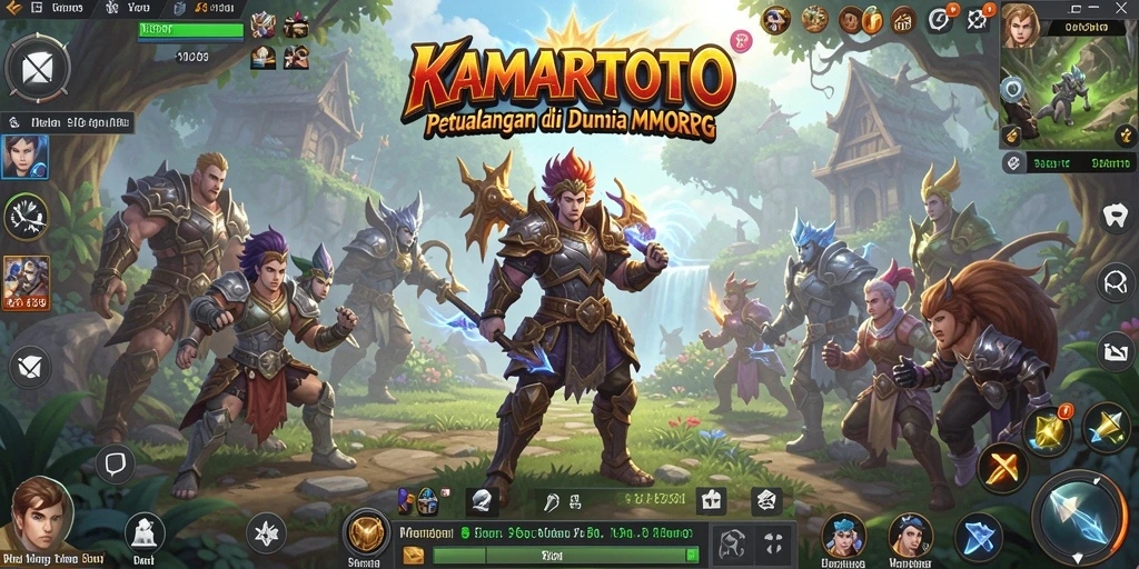 Screenshot gameplay KAMARTOTO menampilkan pertempuran epik di dunia fantasi.