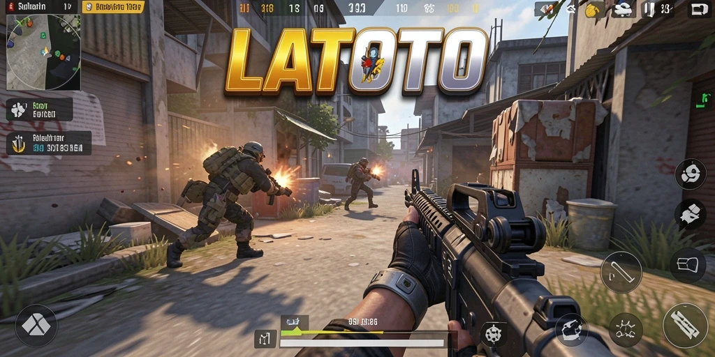 Tangkapan layar LATOTO menunjukkan aksi penuh ketegangan dalam pertempuran FPS.