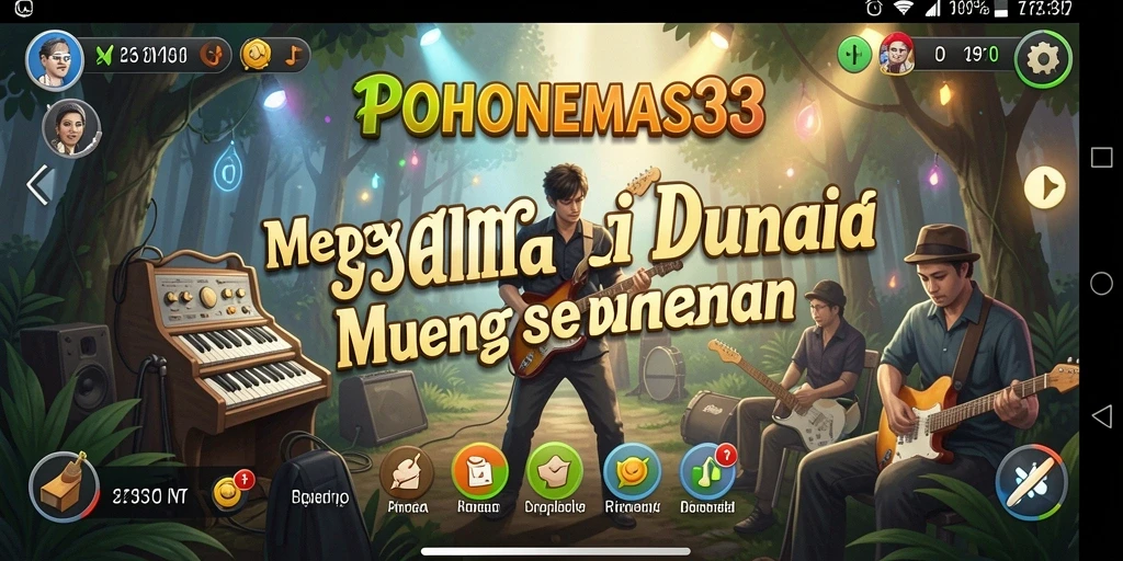 Tampilan gameplay dari POHONEMAS33 menampilkan interaksi seru dengan musik.