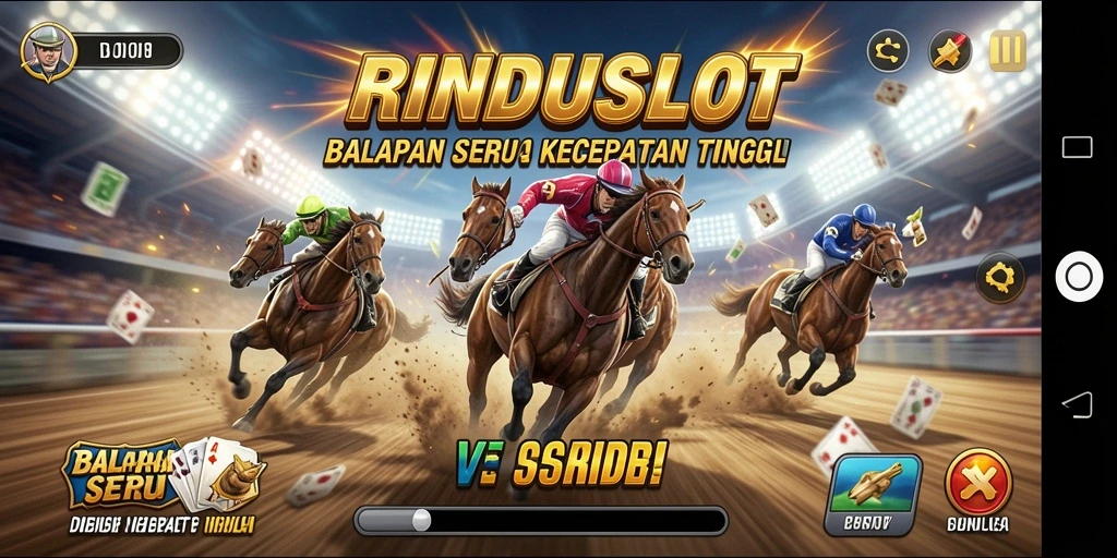 Screenshot gameplay RINDUSLOT menampilkan aksi balapan cepat dan seru.