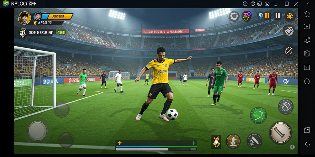 Screenshot utama RPLOOT menampilkan aksi seru di lapangan sepak bola.