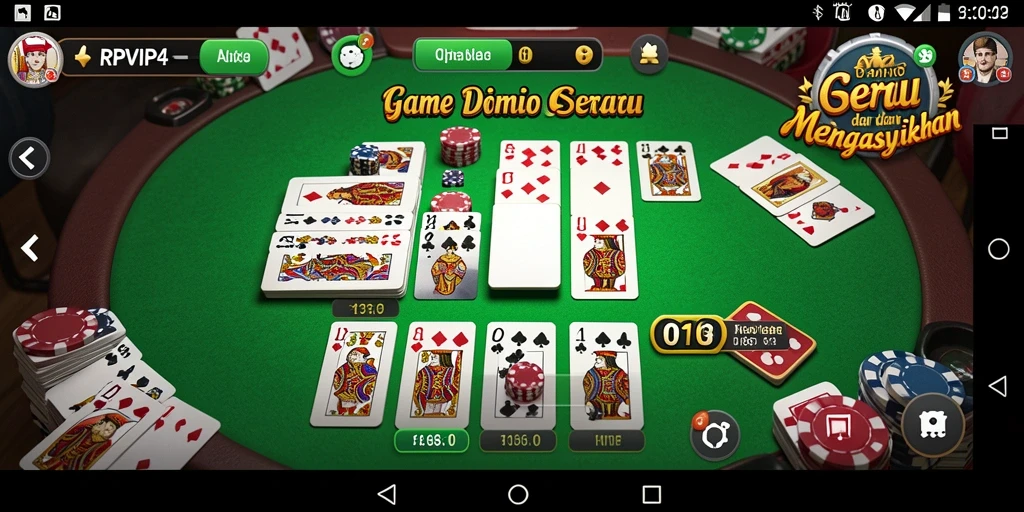 Screenshot utama RPVIP4 menampilkan gameplay seru Domino.