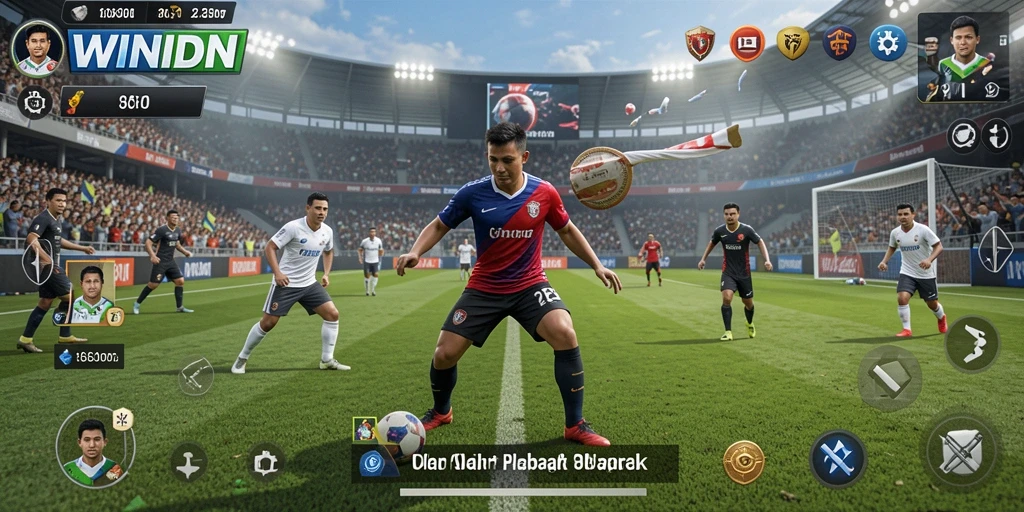 Screenshot utama WINIDN menunjukkan gameplay seru dan kompetitif dari berbagai cabang olahraga.
